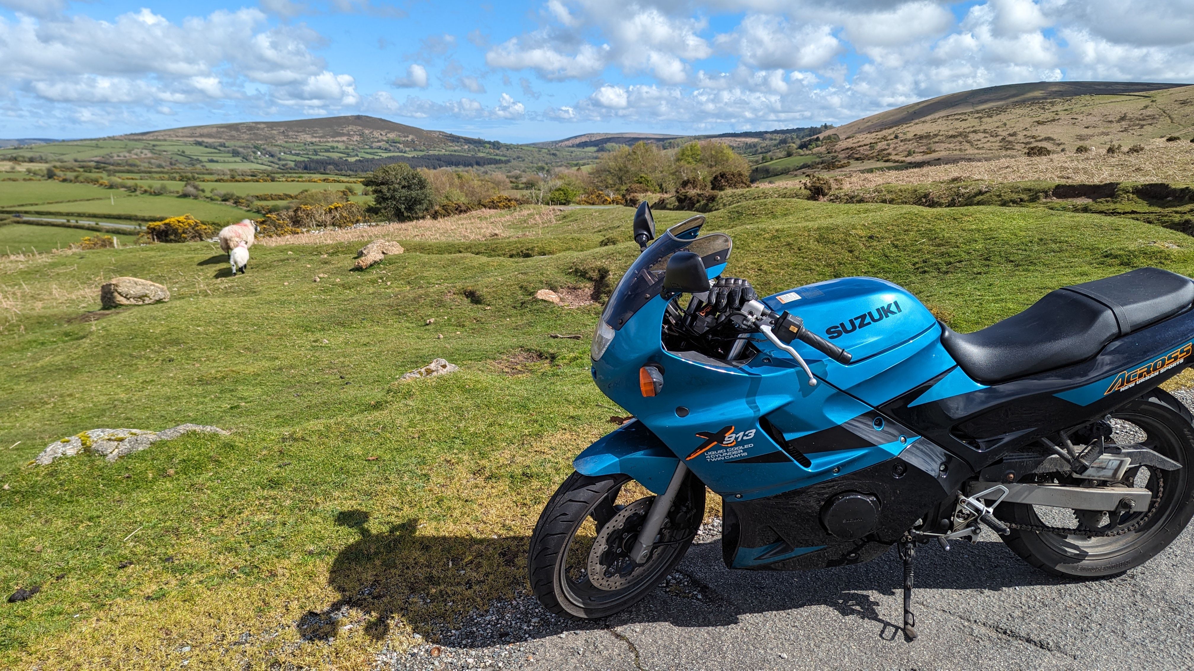 Not it's natural habitat, my Suzuki Across on Dartmoor