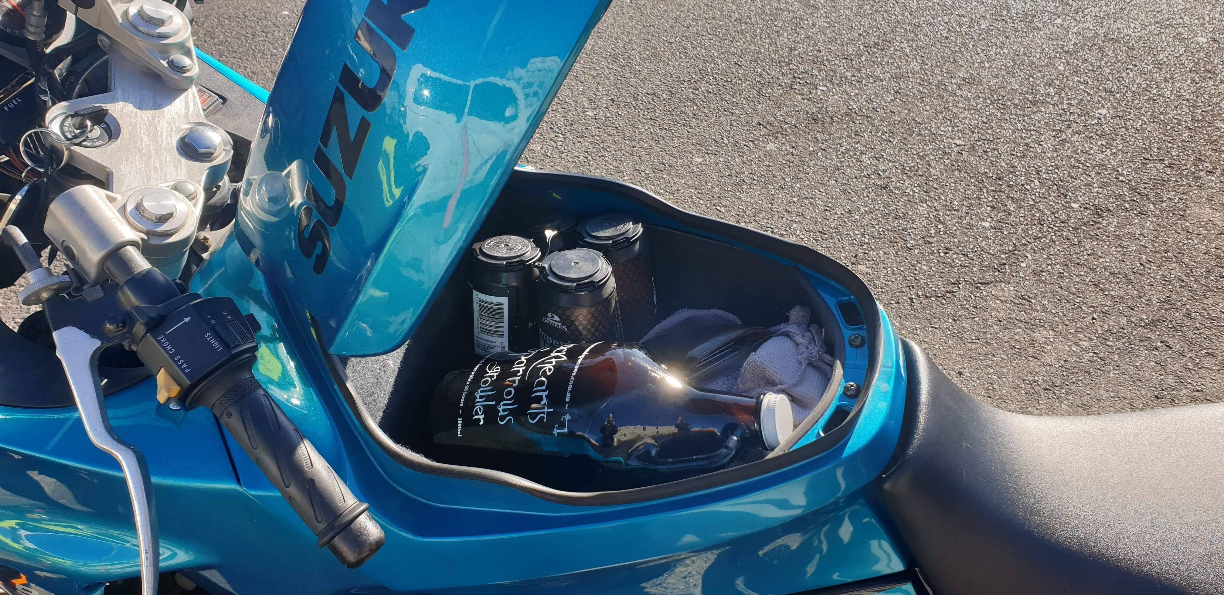 The frunk (front trunk) of the Across filled with beer