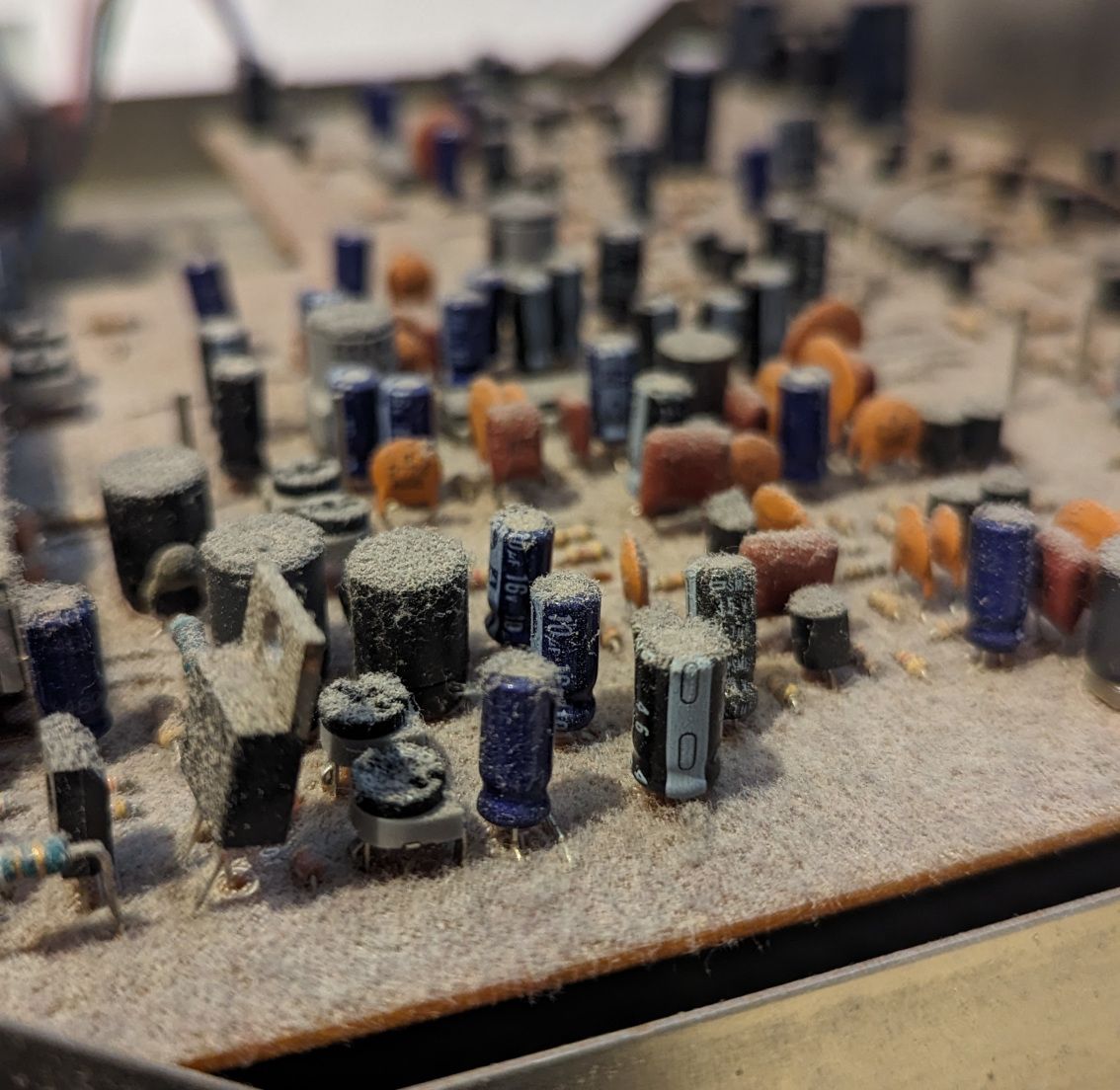 The rather excessive amount of dust inside the cassette deck