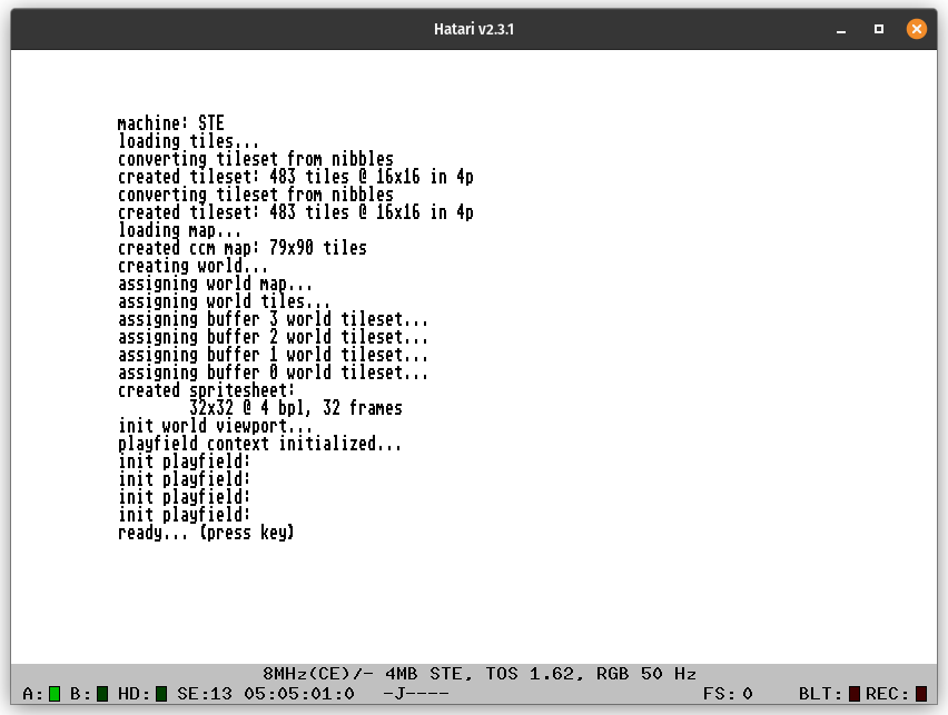 Screenshot of the abree demo boot screen