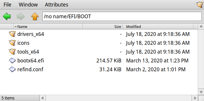 Directory contents of /EFI/BOOT on my EFI partition