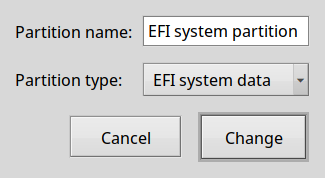 The DriveSetup partition parameters dialog showing the partition type